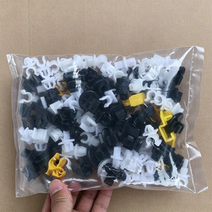 🚗(1 paquete contiene 150 unidades)🔧 Juego de clips de plástico universales para varillas de soporte de amortiguadores de coche