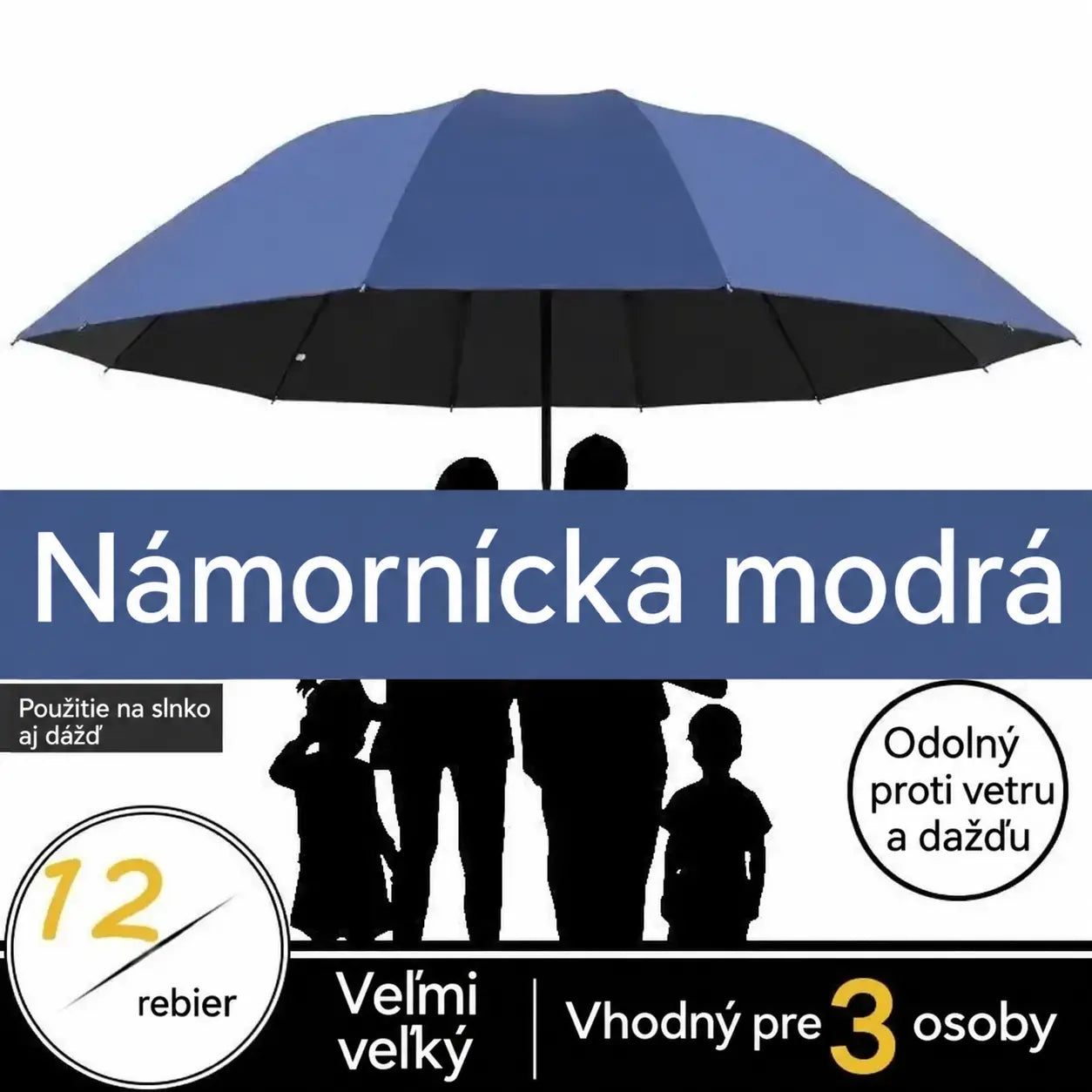 ☔【12 reber】Zložljiv dežnik, odporen proti vetru - vodoodporen in lahek, primeren za dež in sonce. Velik premer za vso družino! ✨