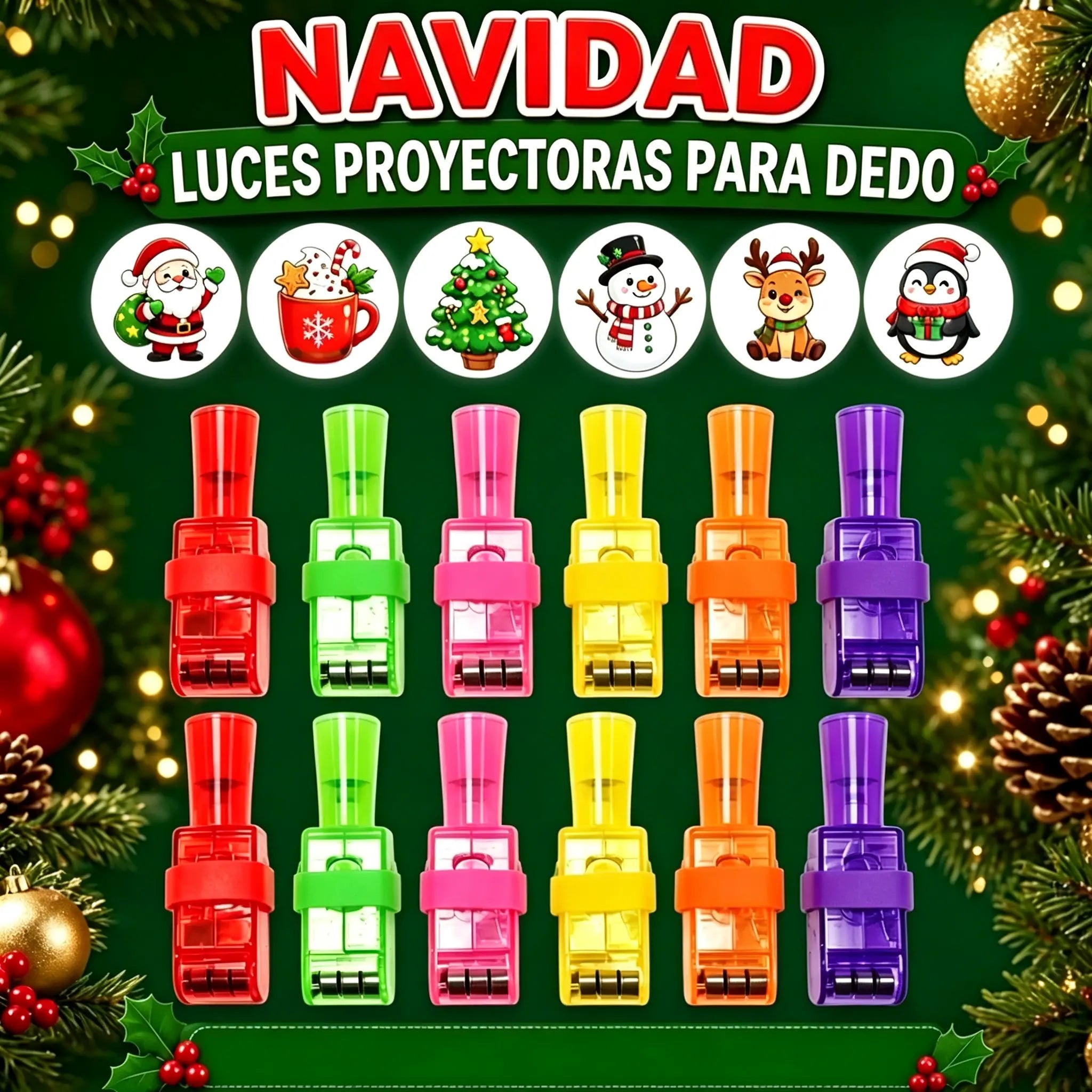 🥳【Juego de 24 piezas】🥳🎉Mini luces LED para dedos de colores: luz brillante multicolor, fácil de encender/apagar con una sola pulsación. Banda elástica suave para un ajuste cómodo 🎶✨