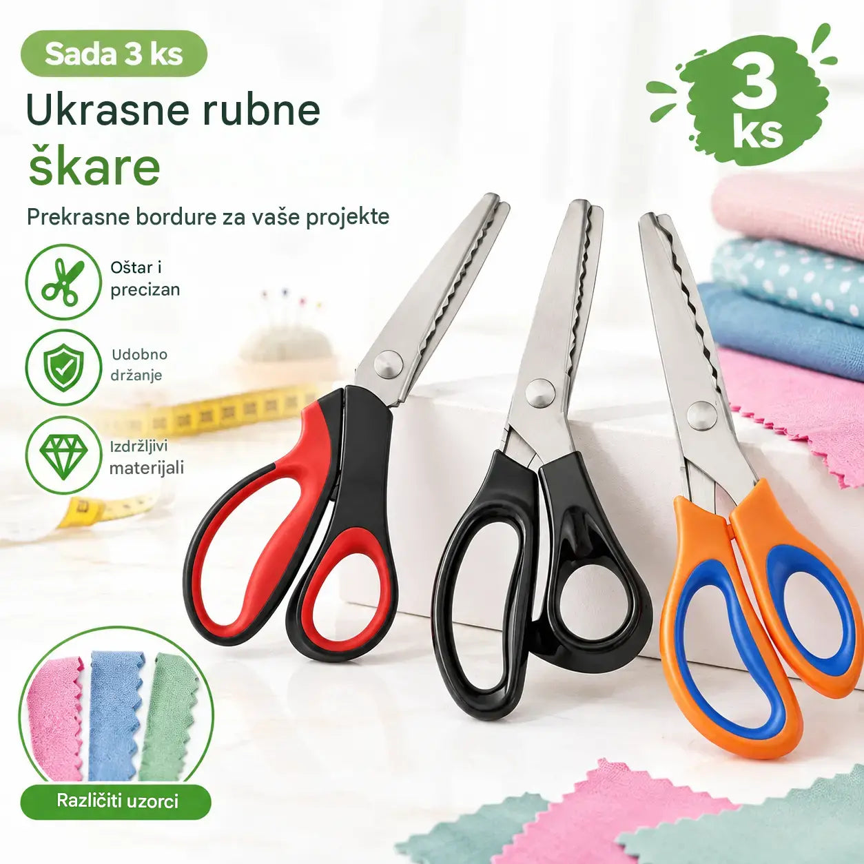 ✂️Profesionalne nazubljene škare za šivanje, rukotvorine i svakodnevne DIY projekte