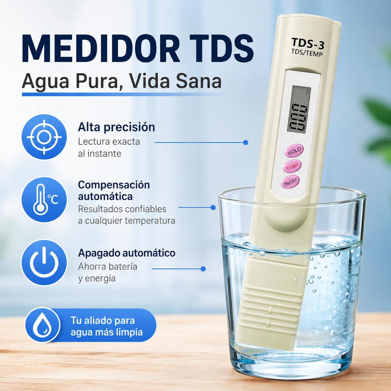 💧Compra 1 y recibe 1 gratis🔍 Medidor TDS Digital 3 en 1 para Agua – Comprueba la Calidad del Agua en Segundos ✨