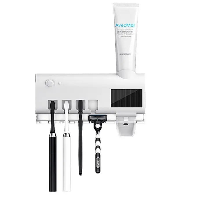 🔥1 pieza 27 euros🦷 Esterilizador de cepillos de dientes UV de pared - Sin taladro - Soporte de baño 3 en 1 🚿
