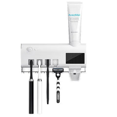🔥1 pieza 27 euros🦷 Esterilizador de cepillos de dientes UV de pared - Sin taladro - Soporte de baño 3 en 1 🚿