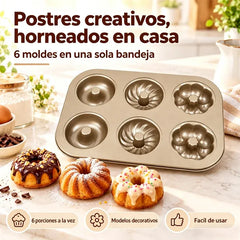 🧁🍰Molde para hornear de acero al carbono con revestimiento antiadherente 🍩 | Varias formas · Revestimiento antiadherente de grado alimenticio · Fácil de limpiar · Distribución uniforme del calor