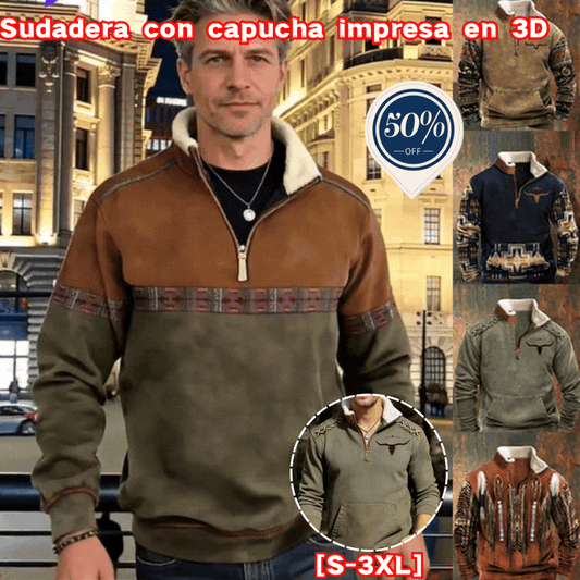2026 Sudadera con capucha de manga larga 3D para hombre Otoño Invierno Cálido resistente al frío