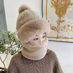 🔥El nuevo gorro cálido de invierno hecho de lana de cordero y para el cuello, es cálido y grueso