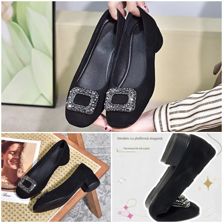 🔥✨【Nuevos estilos de otoño】【34~41】Mocasines de plataforma con incrustaciones de diamantes de imitación
