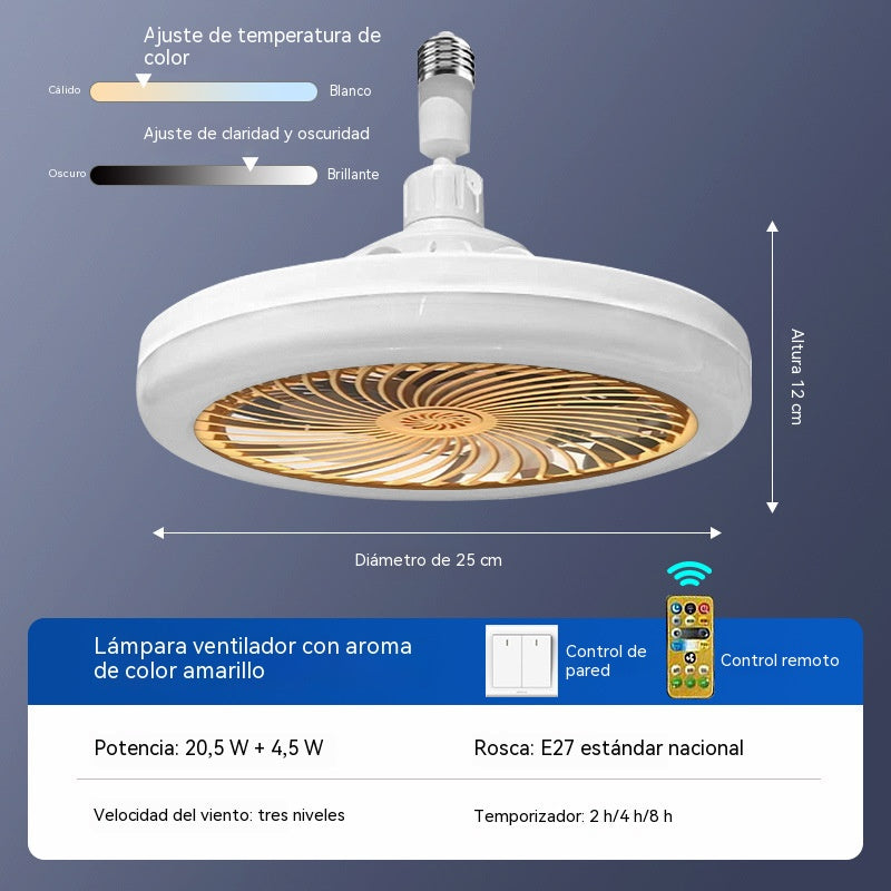 💡❄Ventilador y luz integrados para uso doméstico- atenuación tricolor🌈