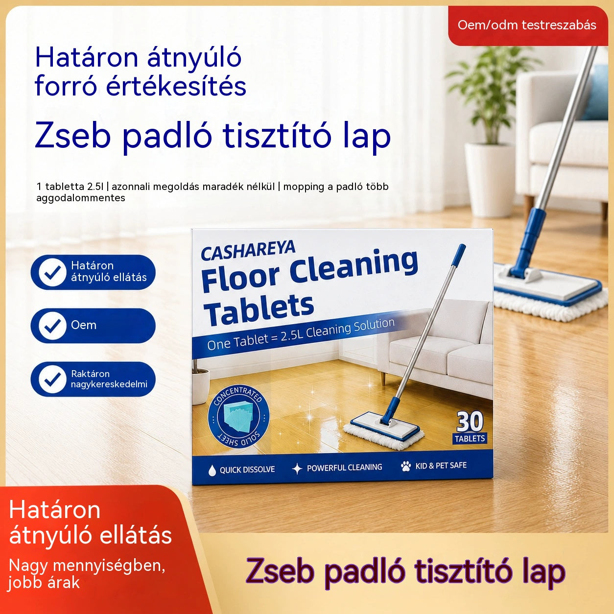 💦🏡 [3 csomag, összesen 90 lap] Vízben oldódó padlótisztító kendők