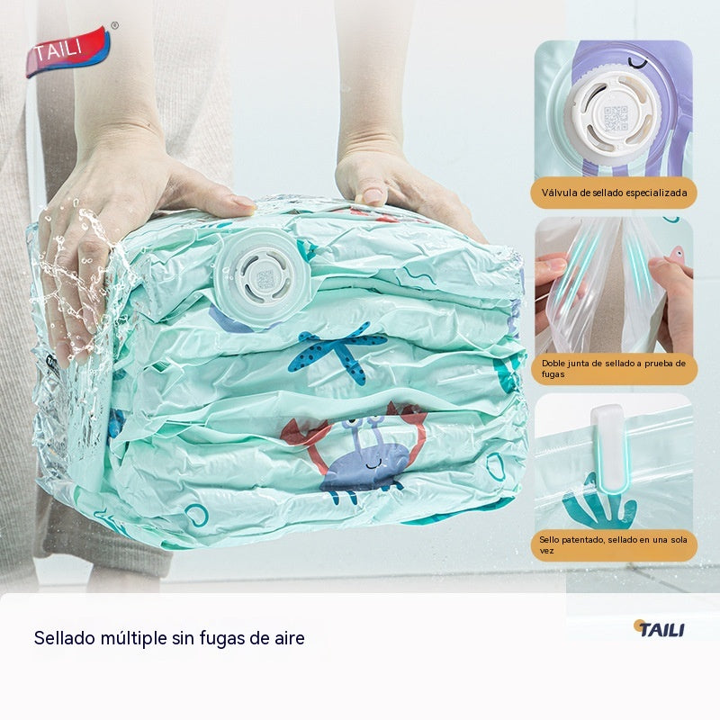 🧳✨【50*65*30cm】【Juego de 5 piezas】🏠✨ Bolsas de almacenamiento de compresión al vacío de gran capacidad que no requieren inflado de aire, lo que facilita y agiliza el almacenamiento