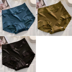 🤩🔥【40-75kg】【Paquete de 3 piezas】✨🩲 Ropa interior de satén de seda suave, transpirable y elegante