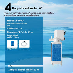 Circulación de agua por olas multifuncional para acuarios, oxigenación, limpieza de heces de peces, cambio de agua, filtro de cultivo bacteriano, sistema de circulación de purificación de agua todo en uno