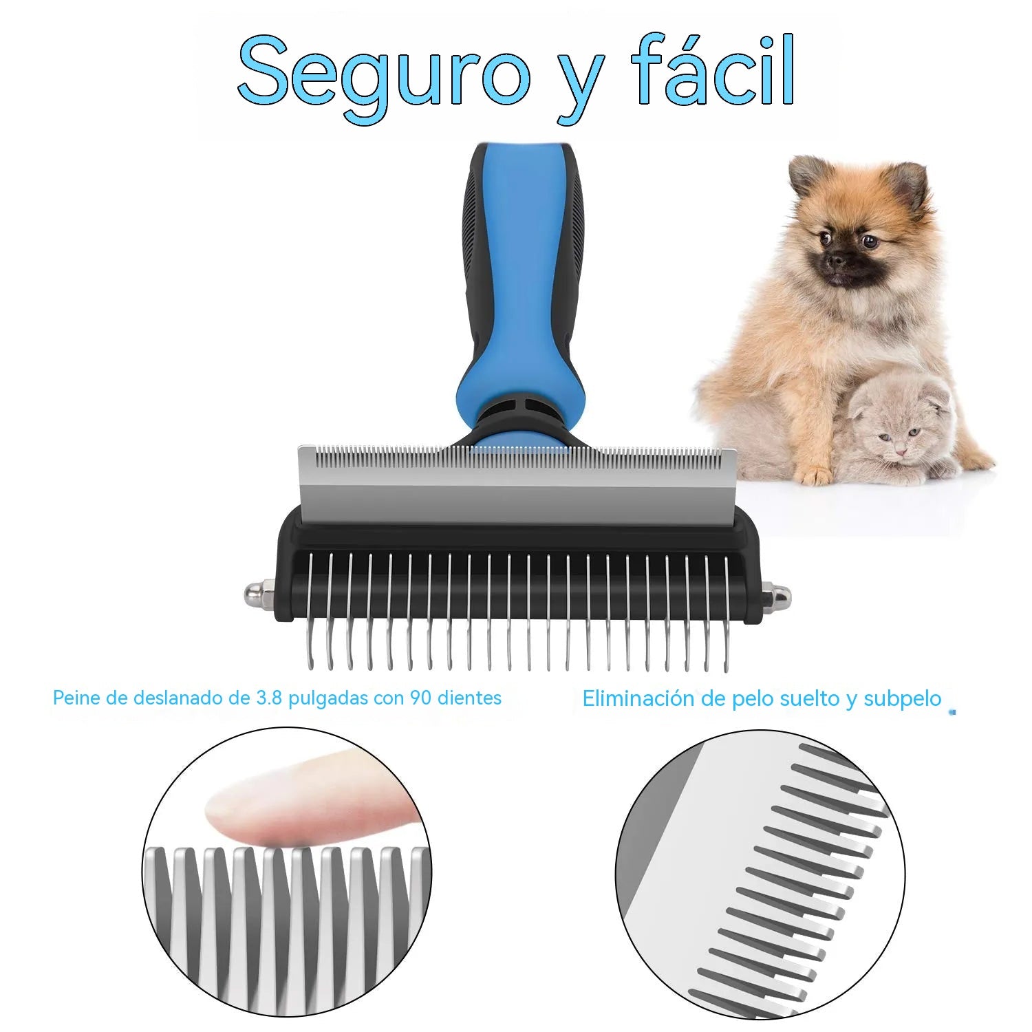 🐾 Peine desenredante de doble cara para mascotas, una herramienta profesional para eliminar el pelo muerto de perros y gatos, ¡dile adiós a los problemas de pelo de mascota en tu hogar! ✨💖