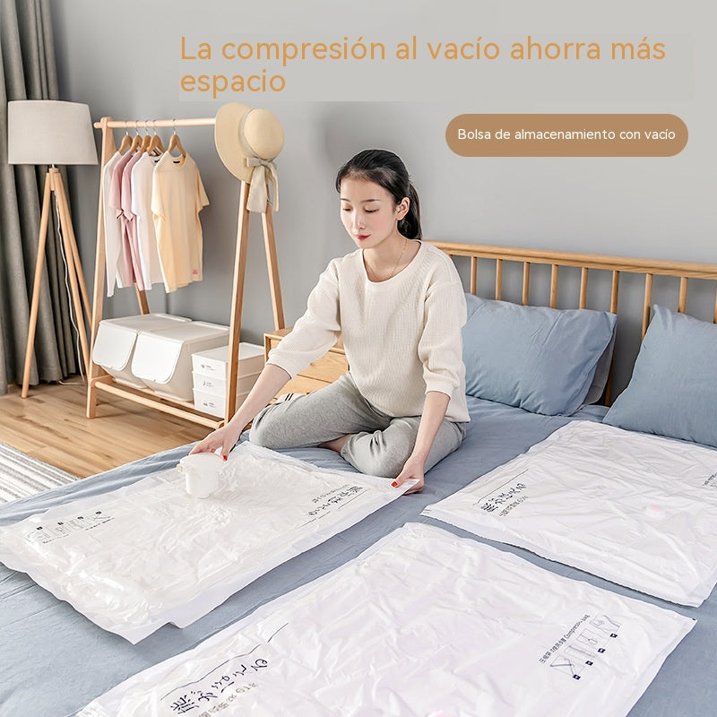 🧳【60*80cm】【Juego de 5 piezas】💨 Bolsa de almacenamiento al vacío grande y compresible: no requiere bomba, es a prueba de fugas e ideal para ahorrar espacio en maletas y en casa ✈️