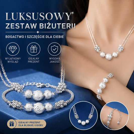 🔥Gorąca wyprzedaż🔥【Naszyjnik + Bransoletka】✨Zestaw biżuterii ze srebra z grawerowanym naszyjnikiem