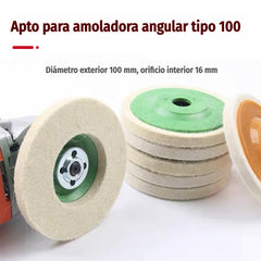 【10 artículos】Disco de pulido de lana para amoladora angular tipo 100.