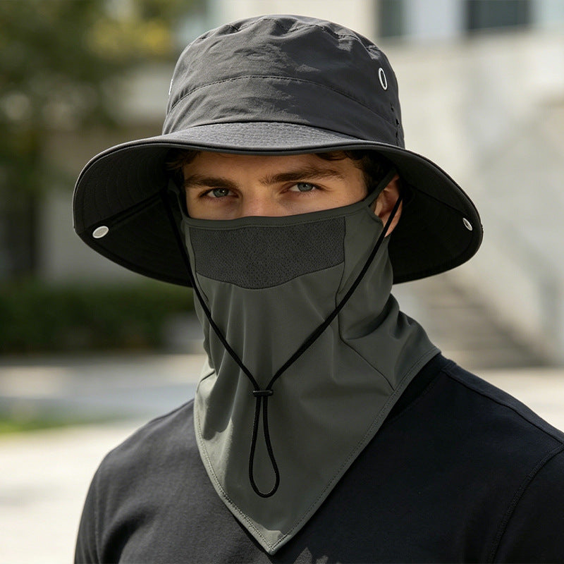 Gorro de pescador transpirable con mascarilla facial desmontable