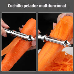 ✨【Compra 1 y llévate 1 gratis】✨🍴 Pelador de acero inoxidable multifuncional 5 en 1｜Pelar / Rallar / Abrir botellas / Quitar ojos de papa【2 unidades a 24 euros】