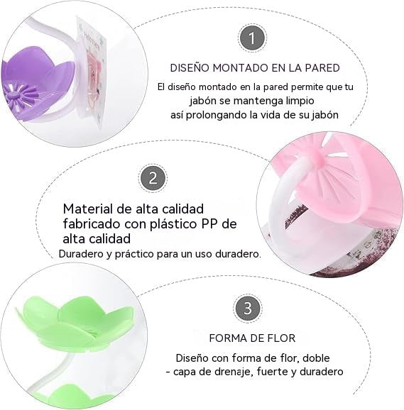 [2 piezas 26 euro] Jabonera con forma de loto, sin necesidad de taladrar, de montaje en pared, con doble capa y escurridor.