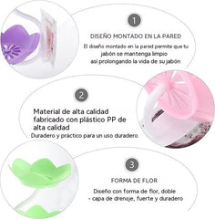 [2 piezas 26 euro] Jabonera con forma de loto, sin necesidad de taladrar, de montaje en pared, con doble capa y escurridor.
