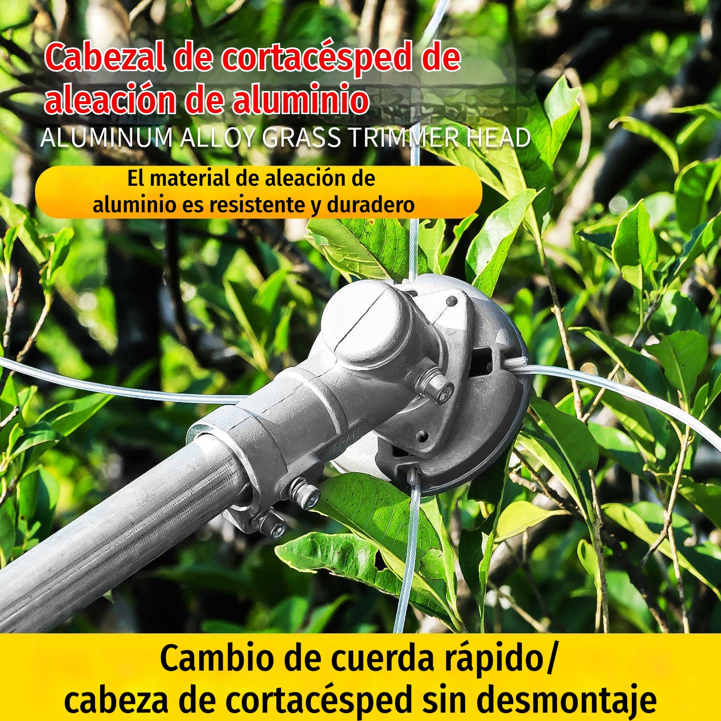 🔥✨【1 cabezal + 10 cables de acero】🔥 Cabezal de repuesto para desbrozadora/cortacésped – Compatible con hilo de nailon o cable de acero 🌿✂️⚙️