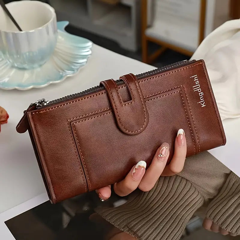 30%OFF 💰Cartera vintage de piel auténtica con doble cremallera y ranura para múltiples tarjetas para mujer