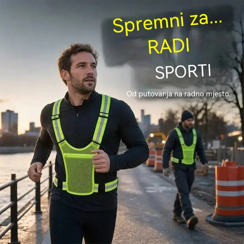 【🔥2 komada】Reflektirajući prsluk visoke vidljivosti, podesiv, s džepovima, sigurna oprema za trčanje.