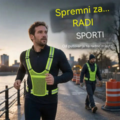 【🔥2 komada】Reflektirajući prsluk visoke vidljivosti, podesiv, s džepovima, sigurna oprema za trčanje.