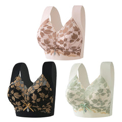 💖【paquete de 3】1 juego 28 euros🥰Sujetador de encaje talla grande M-4XL, sin aro de acero, espalda deslumbrante, sexy y transpirable, sin costuras, 【40-100 kg】
