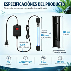 🦠✨ Esterilizador UV Sumergible – Lámpara Germicida Ultravioleta para Acuario, Estanque y Pecera 💧