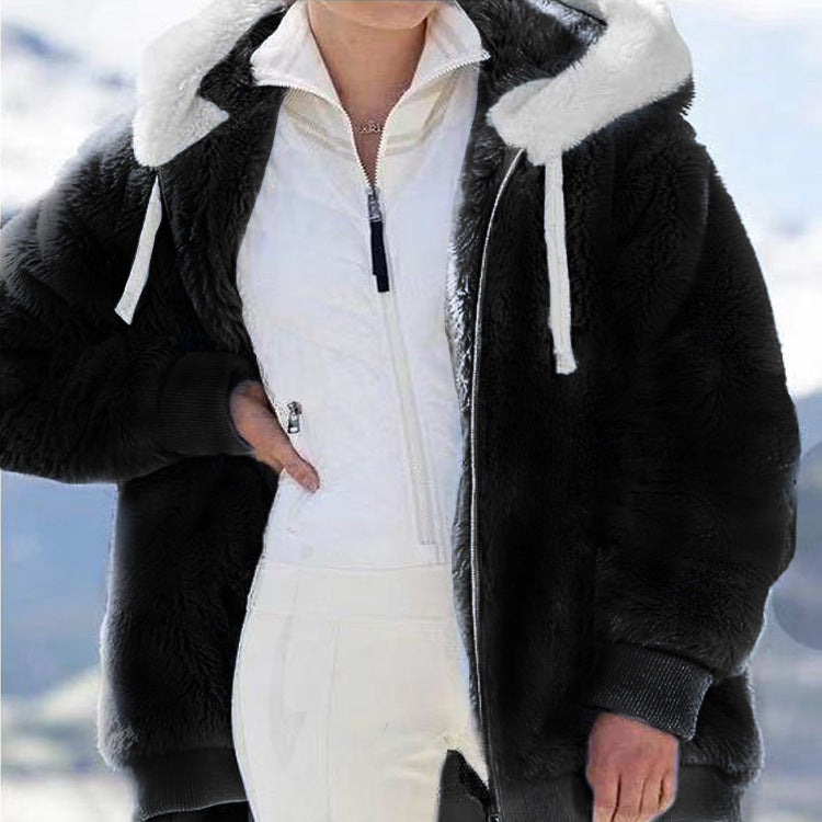 ☃️Descuento por tiempo limitado 39%❄️【S-5XL】Chaqueta de rayas contrastantes de felpa gruesa para mujer 2025