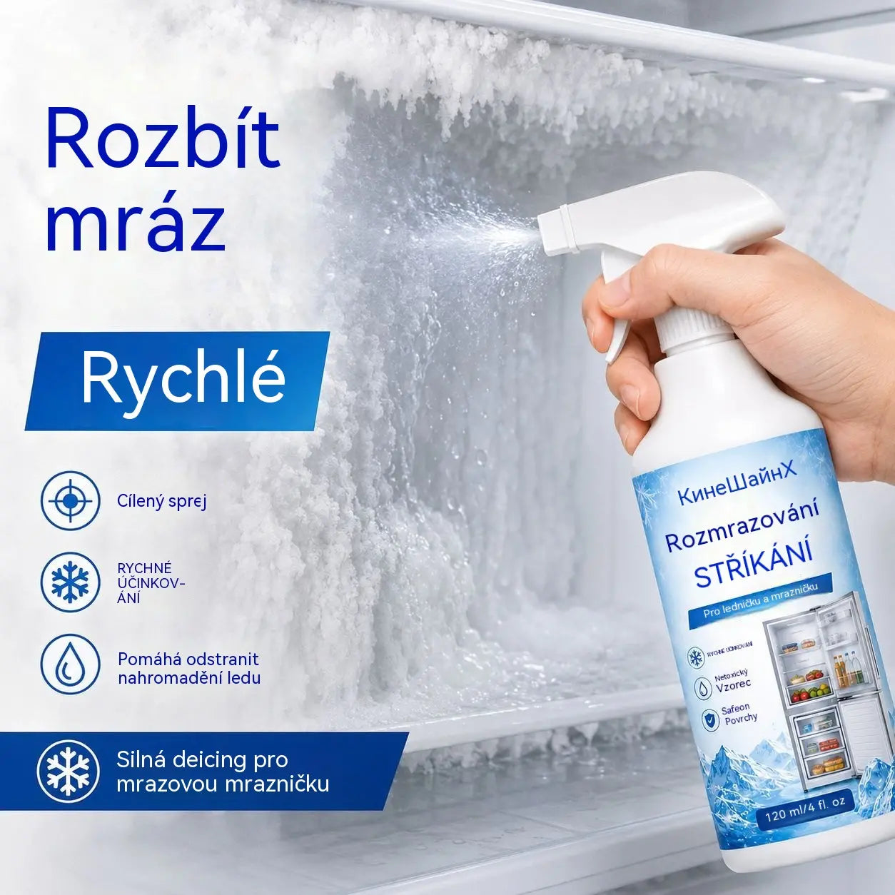 🔥【Kupte 1 a získejte 1 zdarma】❄️ Nový rozmrazovací sprej 2026 🧡 Rychle odstraňuje led z mrazáku
