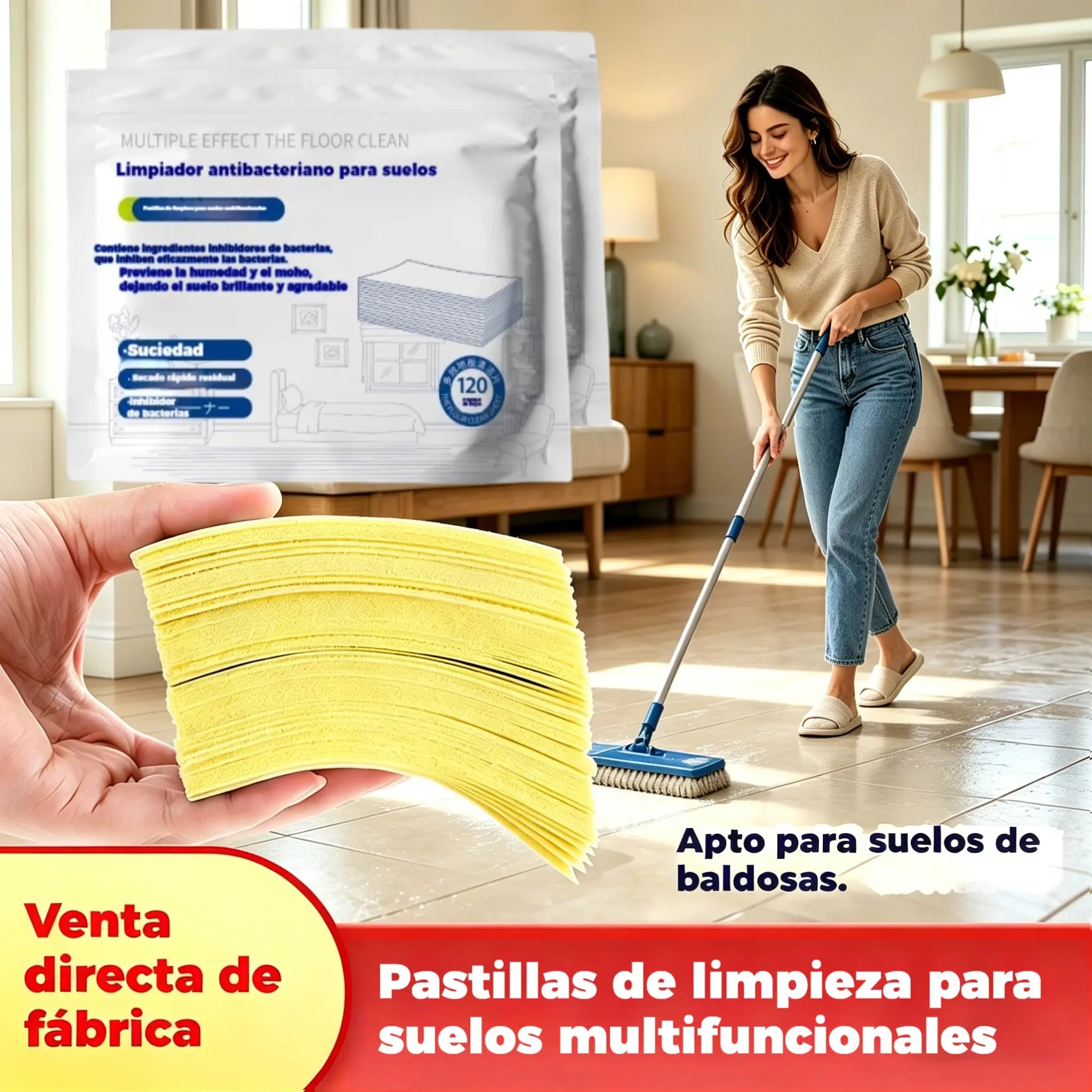 🧹✨ 240 unidades de pastillas limpiadoras multiusos antibacterianas y desodorizantes | Aptas para madera dura, suelos laminados, azulejos y paredes de autocaravana