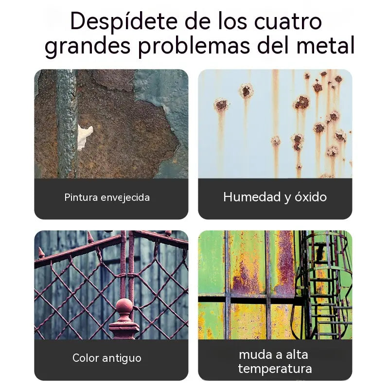 【Compra 1 y llévate 1 gratis】Pintura metálica a base de agua, pintura antioxidante, pintura para renovación de puertas y barandillas de hierro forjado con pincel incorporado.