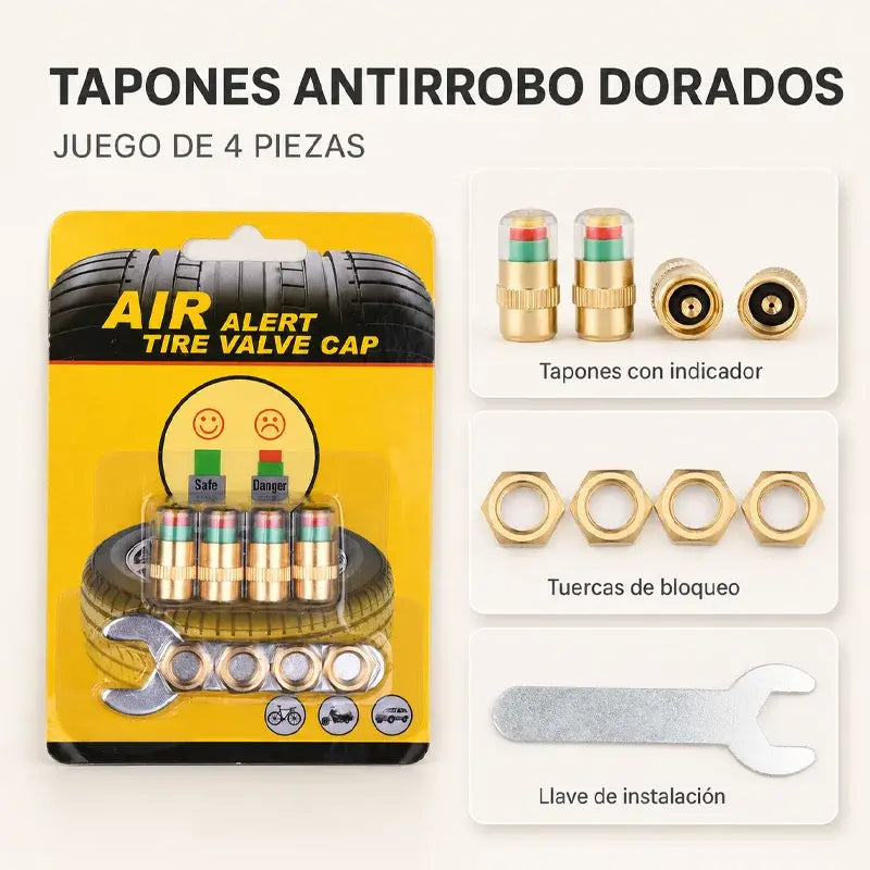 🔥2 juegos🔥🚗 Tapones Indicadores de Presión para Neumáticos | Monitor Externo de Presión de Aire con Aviso Visual