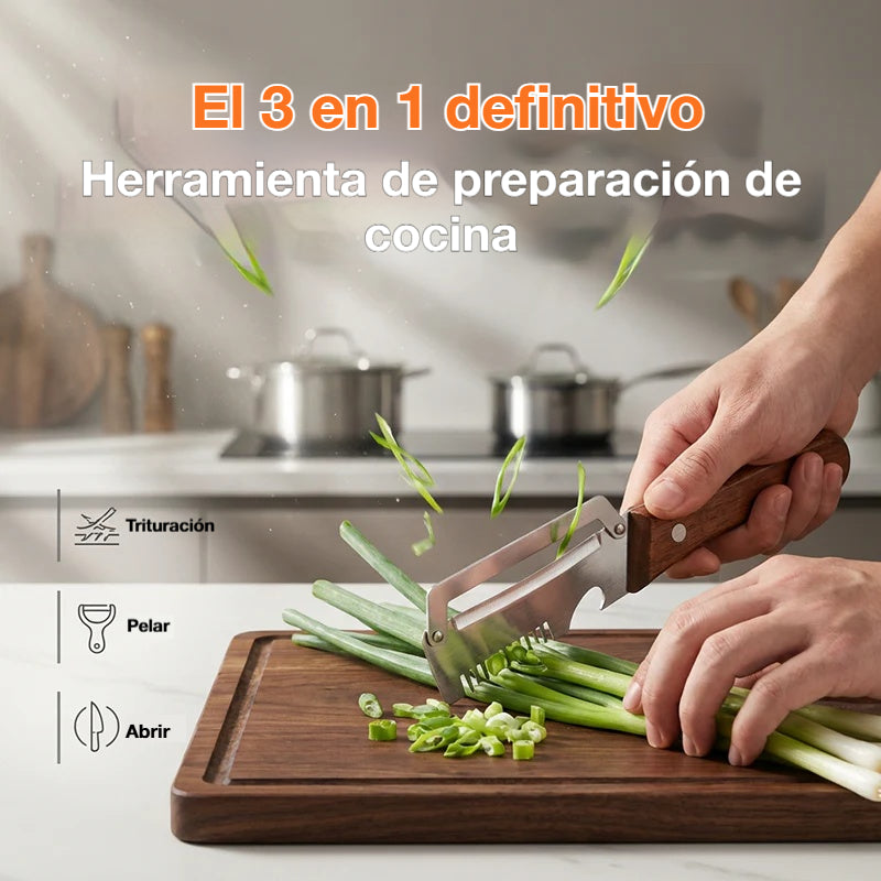 ✅【¡Compra 2 y llévate 2 gratis!】🧅🔪 Pelador de cocina multifuncional 3 en 1: ¡Pela, corta y abre tapones de botellas! 🔥