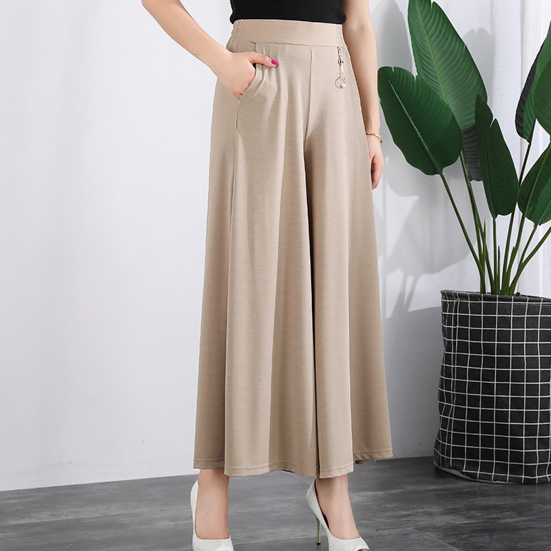 ❤️【39%OFF】❤️❤️【M-5XL】2025 Nuevos pantalones hasta el tobillo de seda helada de pierna ancha para mujer de verano