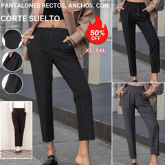🔥Compre 1 y obtenga 1 gratis🔥【45-90 KG】 Nuevos pantalones casuales rectos de felpa para mujer de otoño e invierno, cintura alta