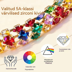 ✨Böömi stiilis värviline geomeetrilise kuupmeetri tsirkooniumoksiidist käevõru