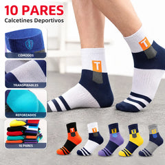 【10 pares】Calcetines deportivos transpirables, antiolores y absorbentes del sudor para hombre