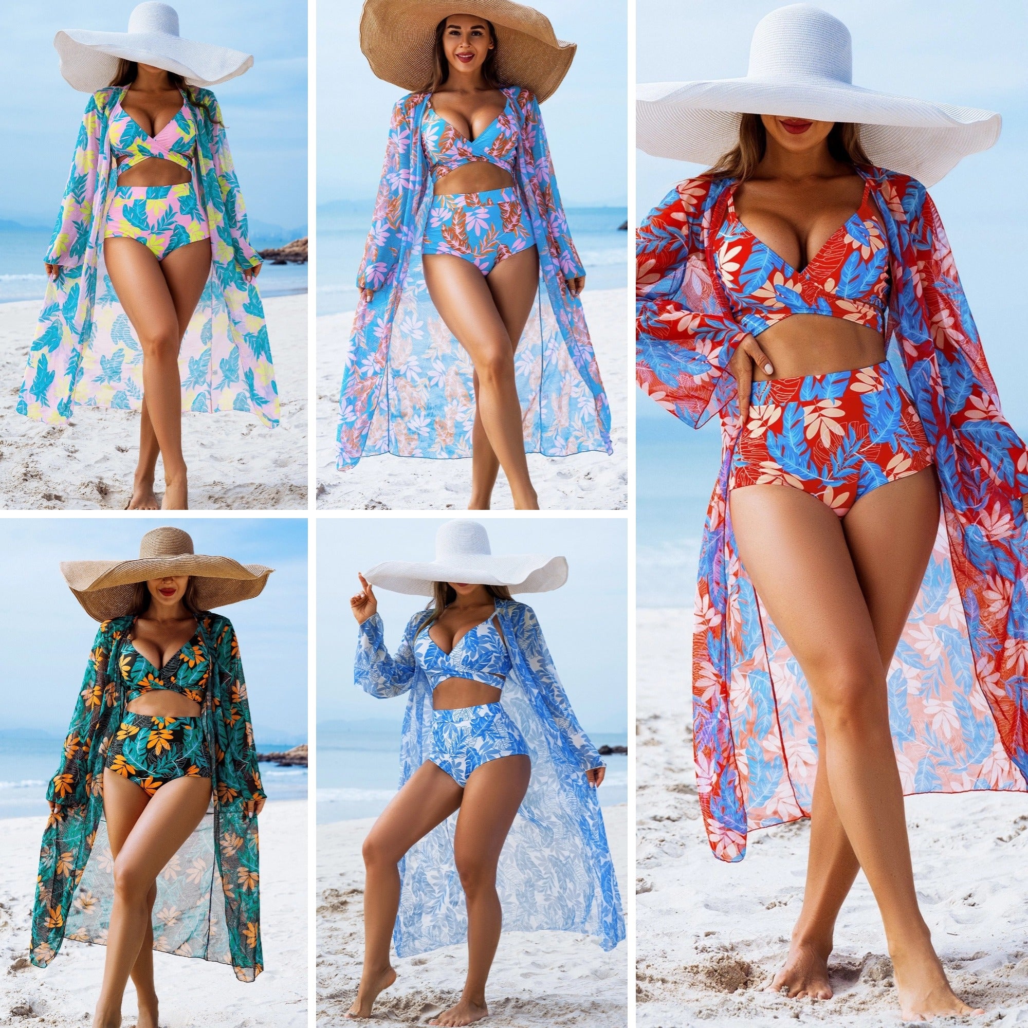 🩱🏖️【Descuento del último día】【40-100KG】Conjunto de traje de baño de tres piezas sexy y moderno