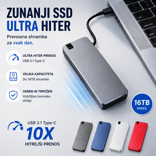 🎉【16TB】🔥Prenosni trdi disk z ultra hitrim prenosom 150 MB/s