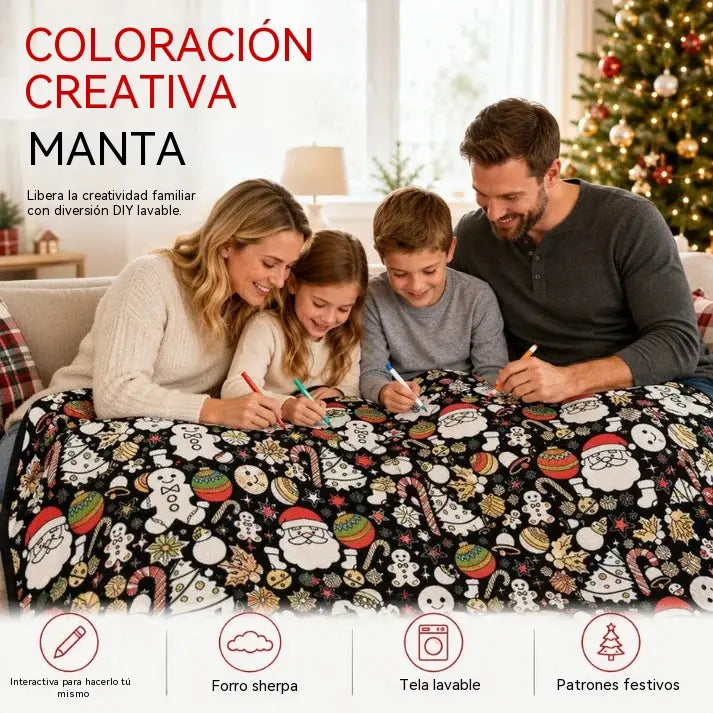🎨 1 piezas 35 euro✨ Manta para colorear en familia (DIY) – Suave tejido polar, creativa y versátil 🧶