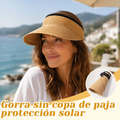 👒🌞 Visera de Paja con Ala Ancha – Protección UV, Ligera, Transpirable y Plegable, Ideal para Playa y Verano 🏖️💃