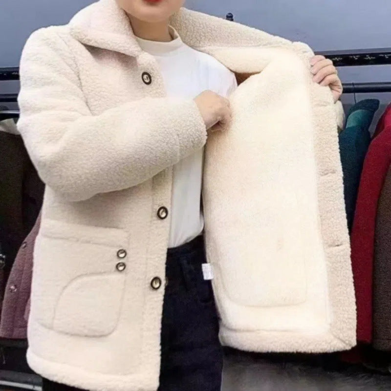 🔥💥🔥☃️Chaqueta cálida para mujer 2025, nueva moda, terciopelo, imitación de lana de cordero gruesa.