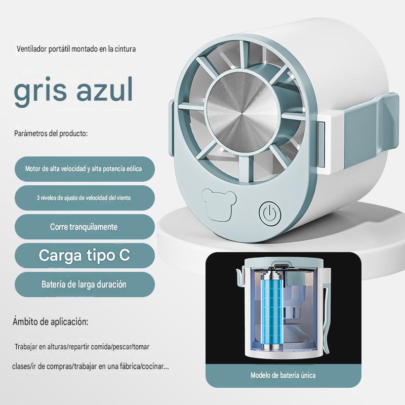 ❄Ventilador portátil USB para exteriores, montado en la cintura