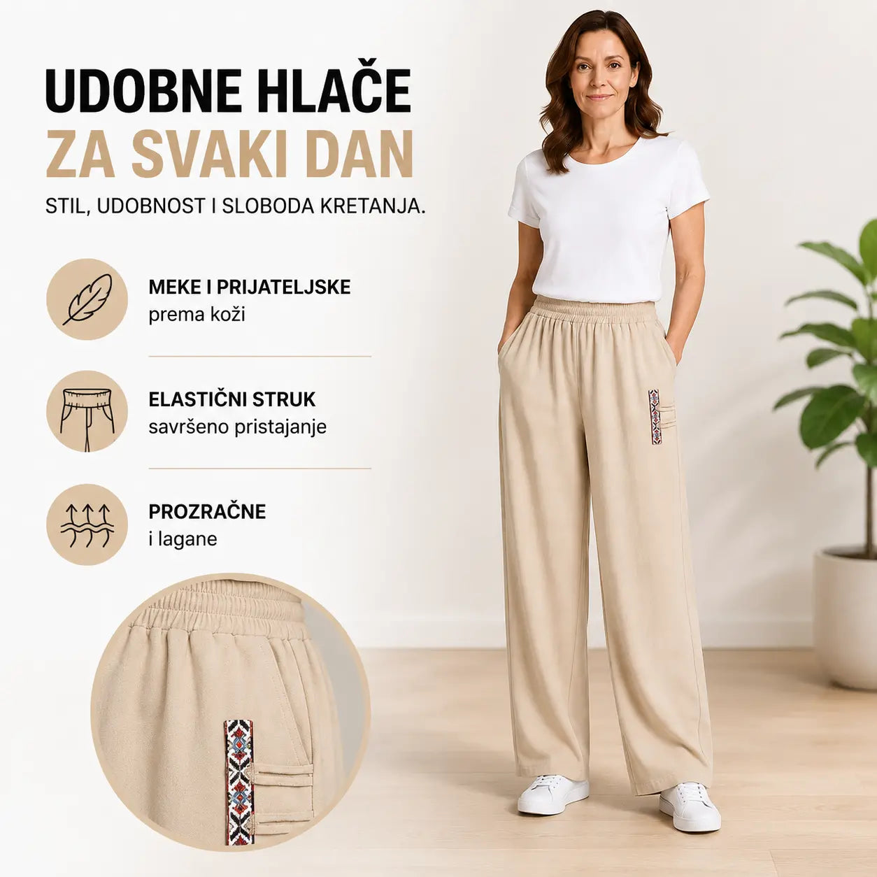 🔥【M–4XL】 👖 Lagane i prozračne ljetne pamučno-lanene hlače – moderne ležerne hlače do gležnja