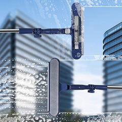 🧼✨ Limpiacristales 2 en 1 de doble cara con mango extensible para limpiar cristales en edificios altos.