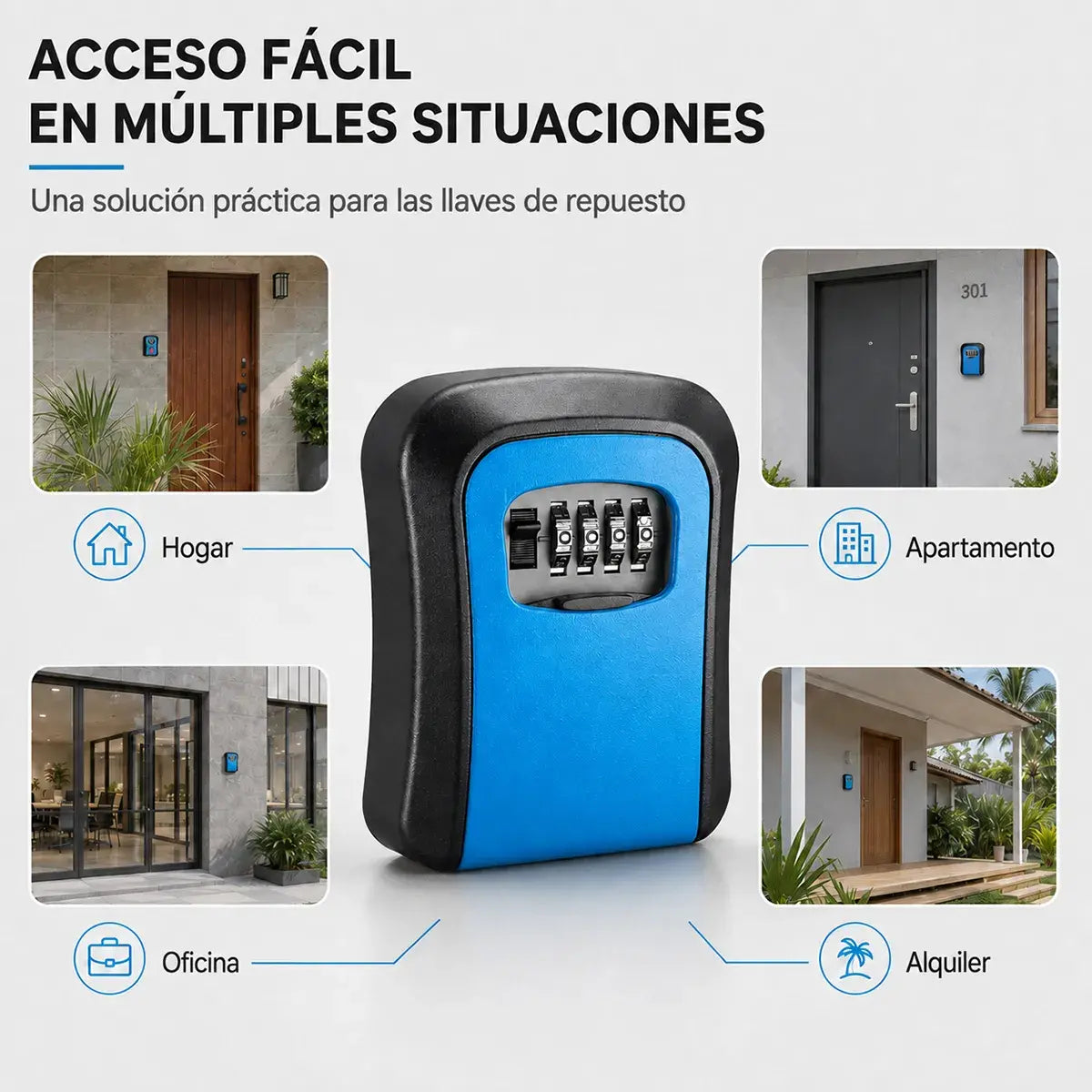 🔐 Caja fuerte para llaves con cerradura de combinación: antirrobo, impermeable, se puede instalar en la puerta sin taladrar 🏠
