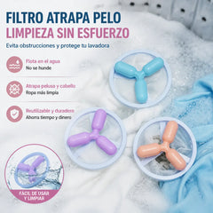 🌀6 piezas✨ Filtro Flotante para Lavadora – Atrapa Pelusas, Cabellos y Pelos de Mascota en Cada Lavado 🧺